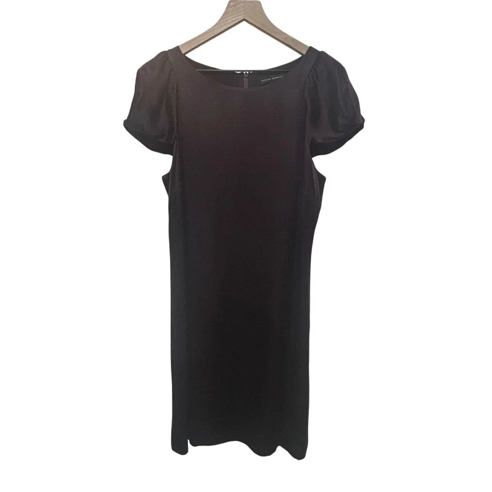 Banana Republic Silk Purple Dress Short Puff Sleeve Career Formal Womens Size 10